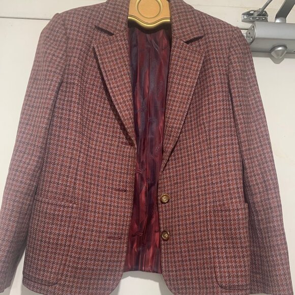 VINTAGE CELINE PARIS WOOL PLAID JACKETS SIZE 38 - Picture 1 of 11